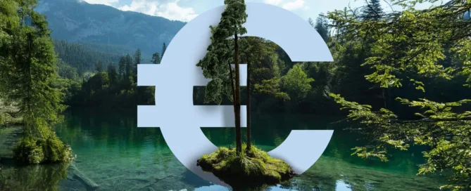 Mockup of EUR-Sign in Lake